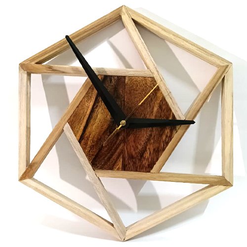 Wooden Hexagon Designer Wooden Wall Clock for modern wall décor